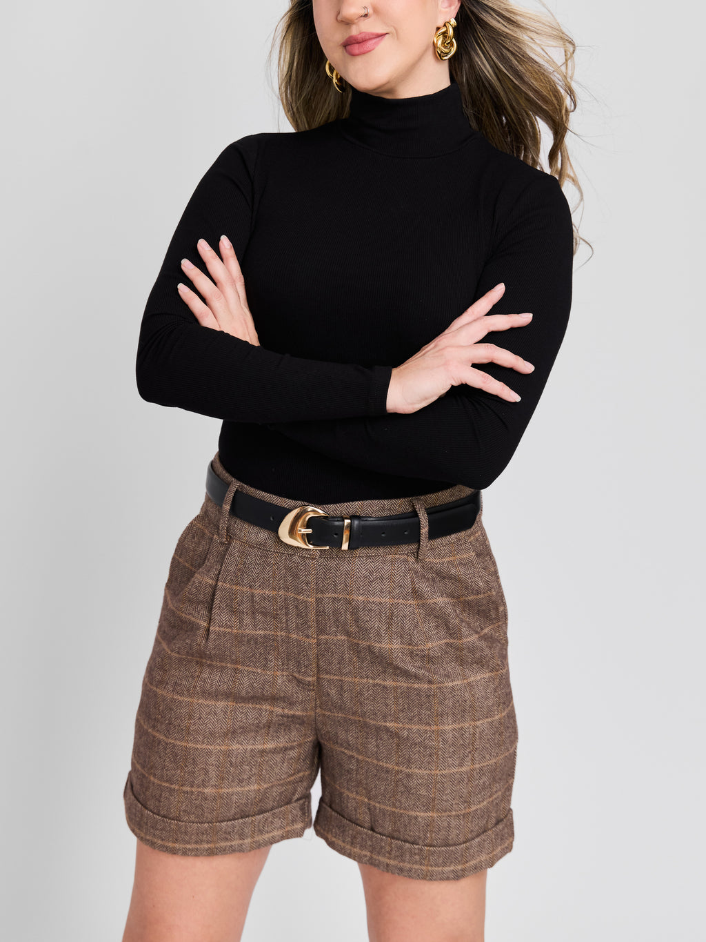 The Herringbone High Waisted Shorts