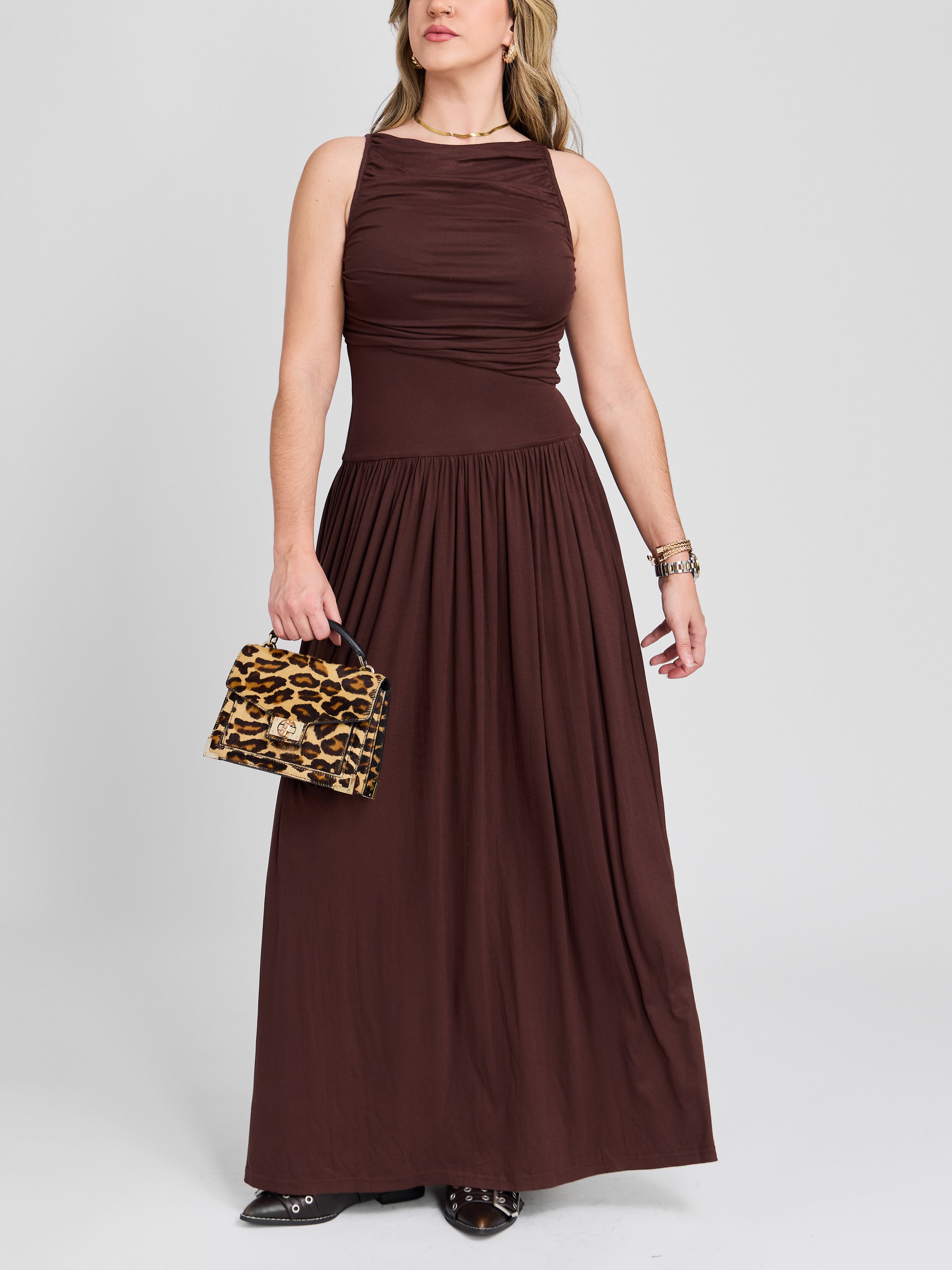 The Sculpted High Neck Maxi Dress