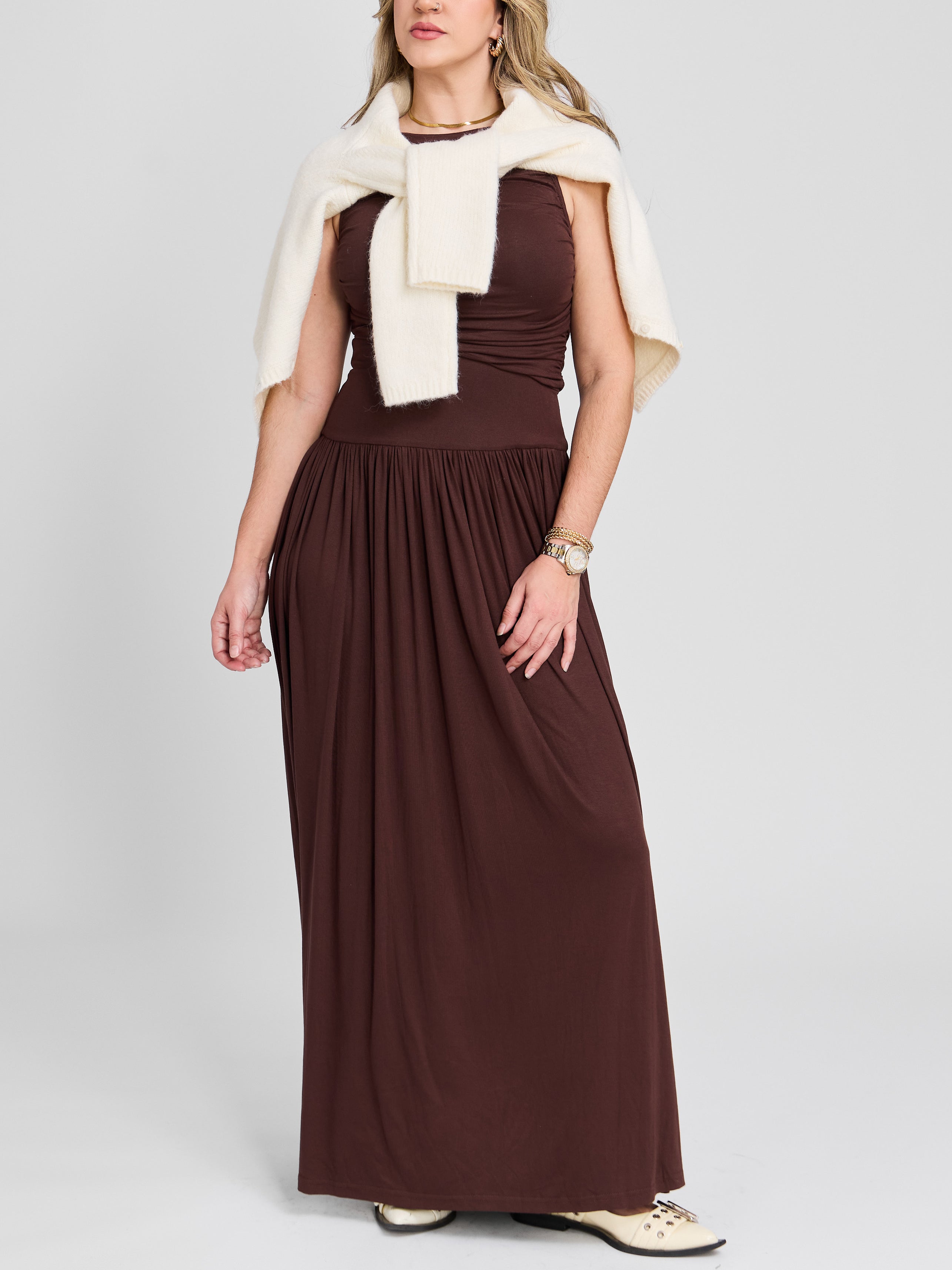 The Sculpted High Neck Maxi Dress