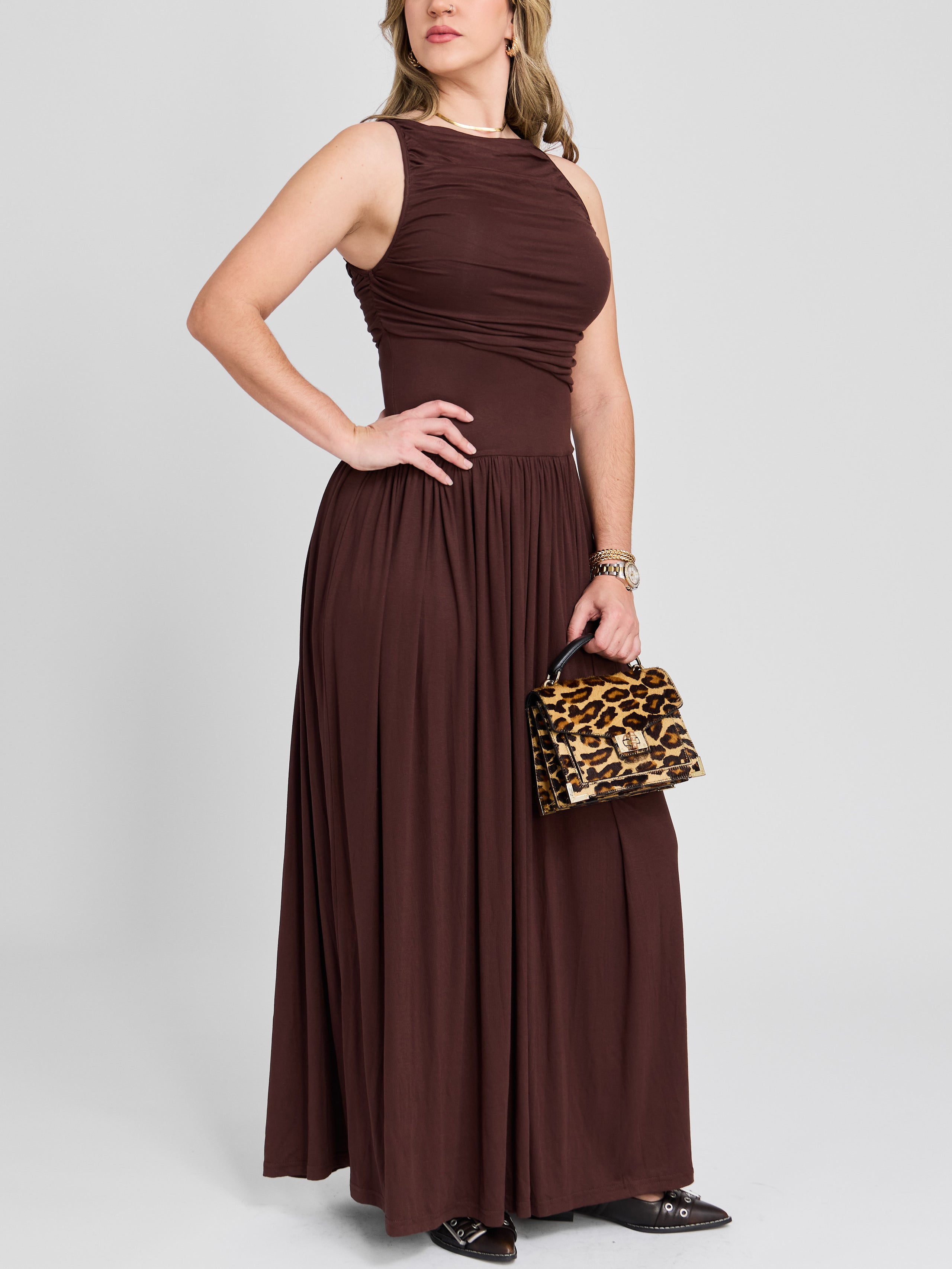 The Sculpted High Neck Maxi Dress