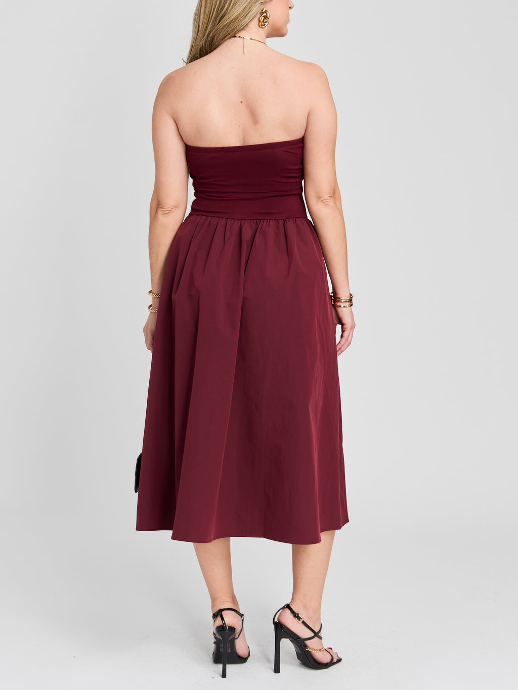The Two Tone Strapless Midi Dress