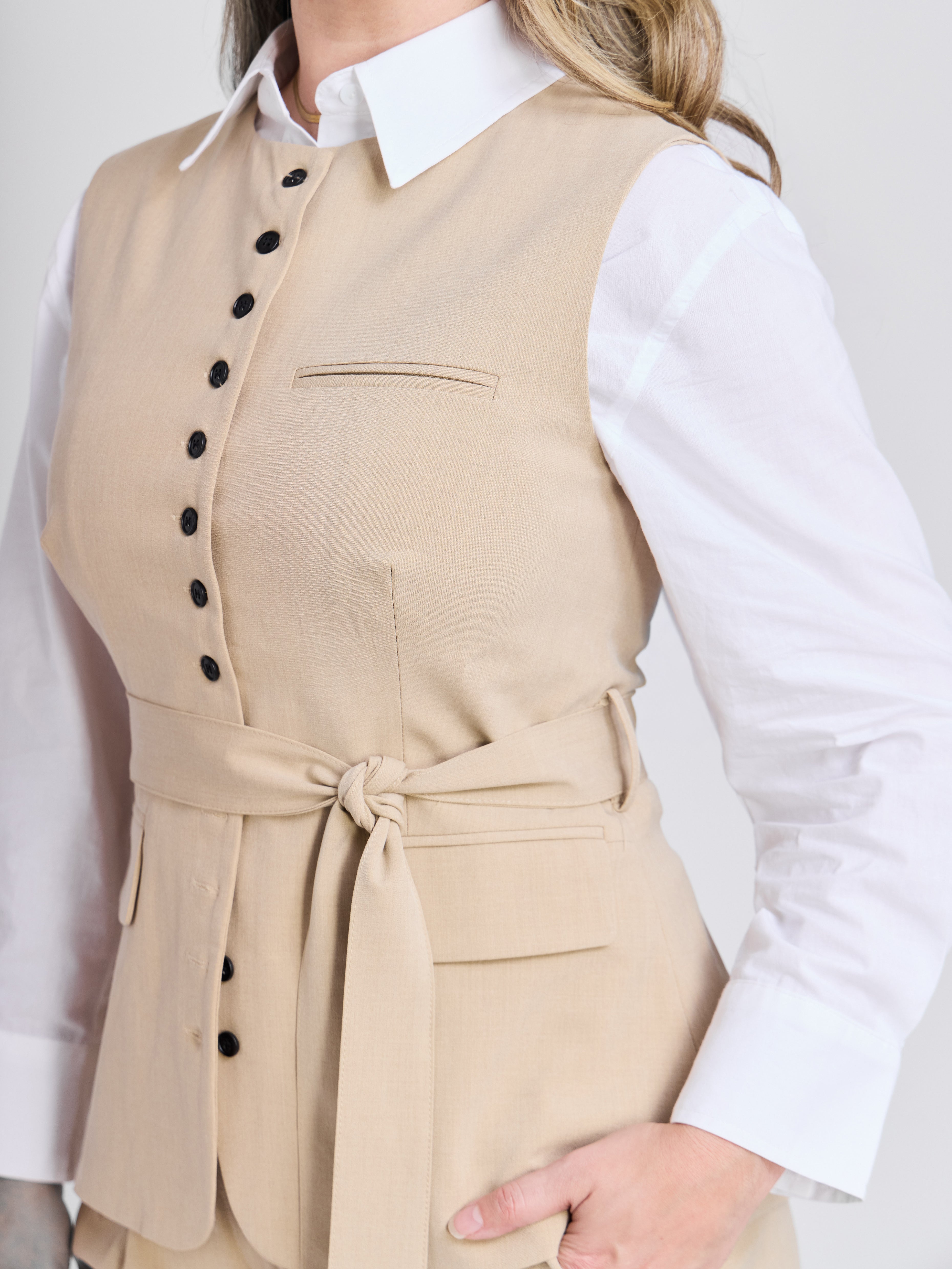 The Sleeveless Button Front Vest