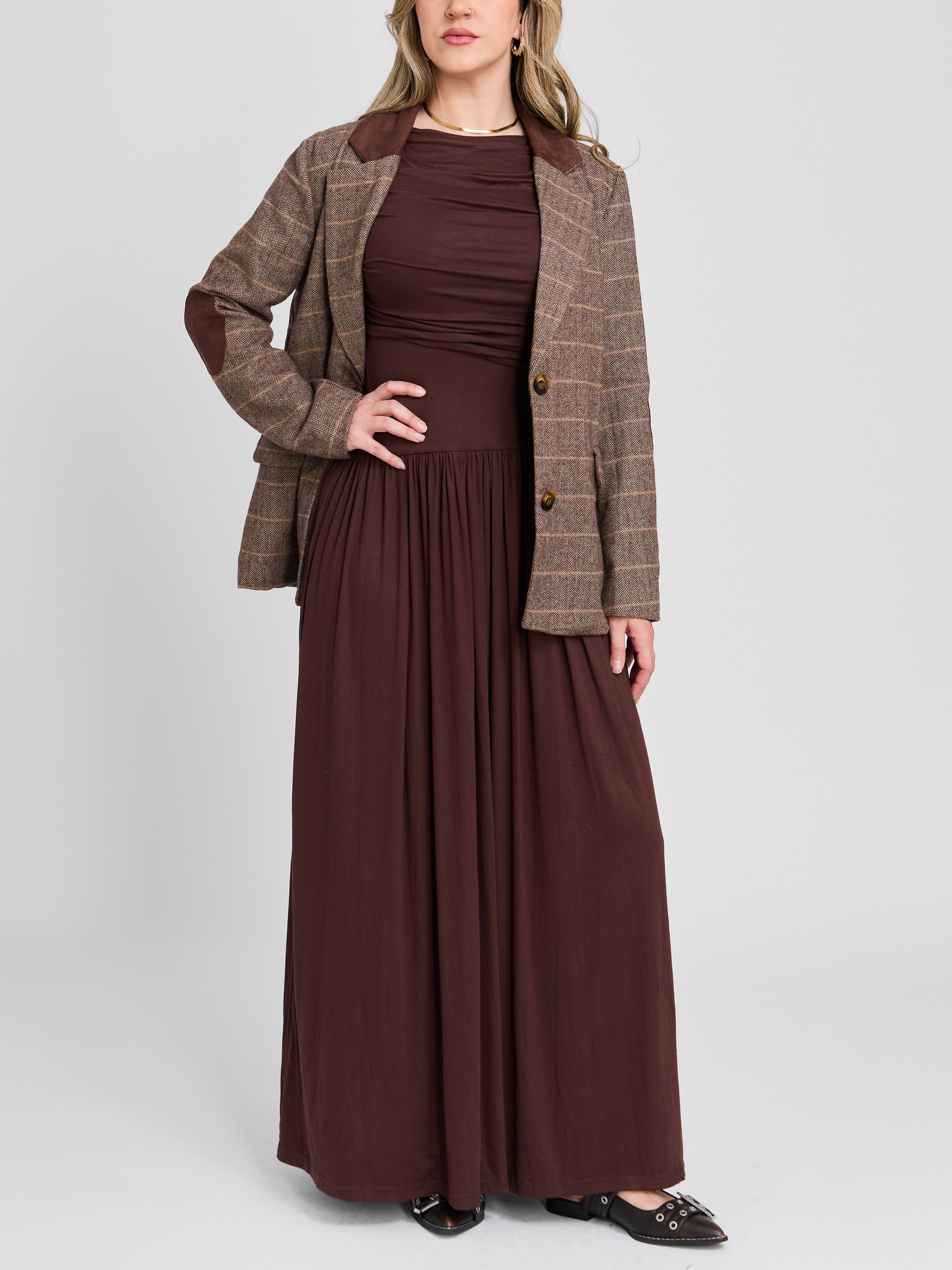 The Herringbone Patch Double Button Blazer