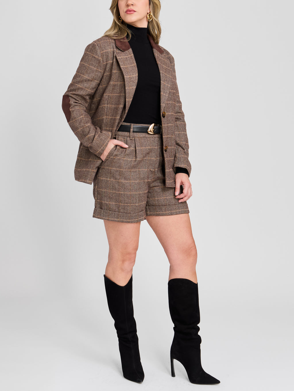 The Herringbone High Waisted Shorts