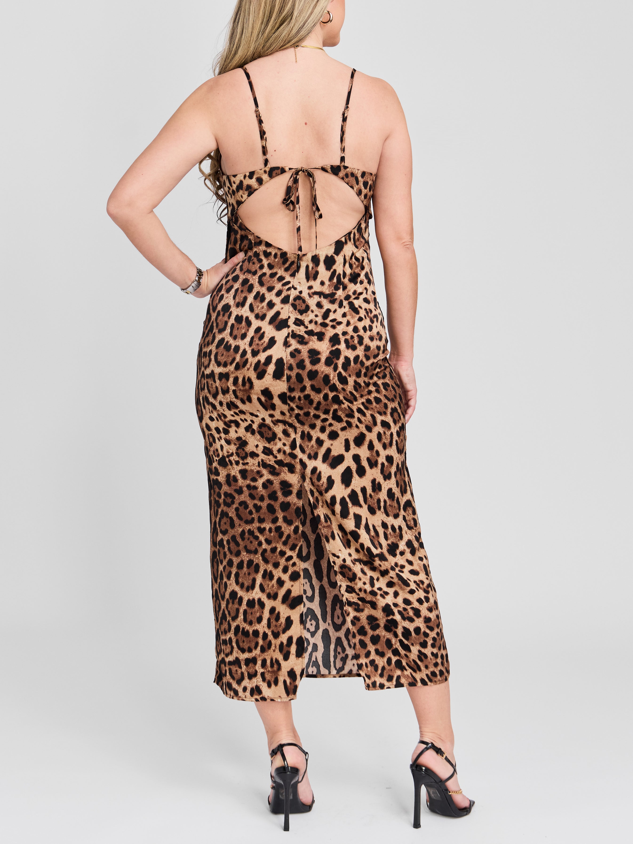 The Leopard Tie Back Midi Dress