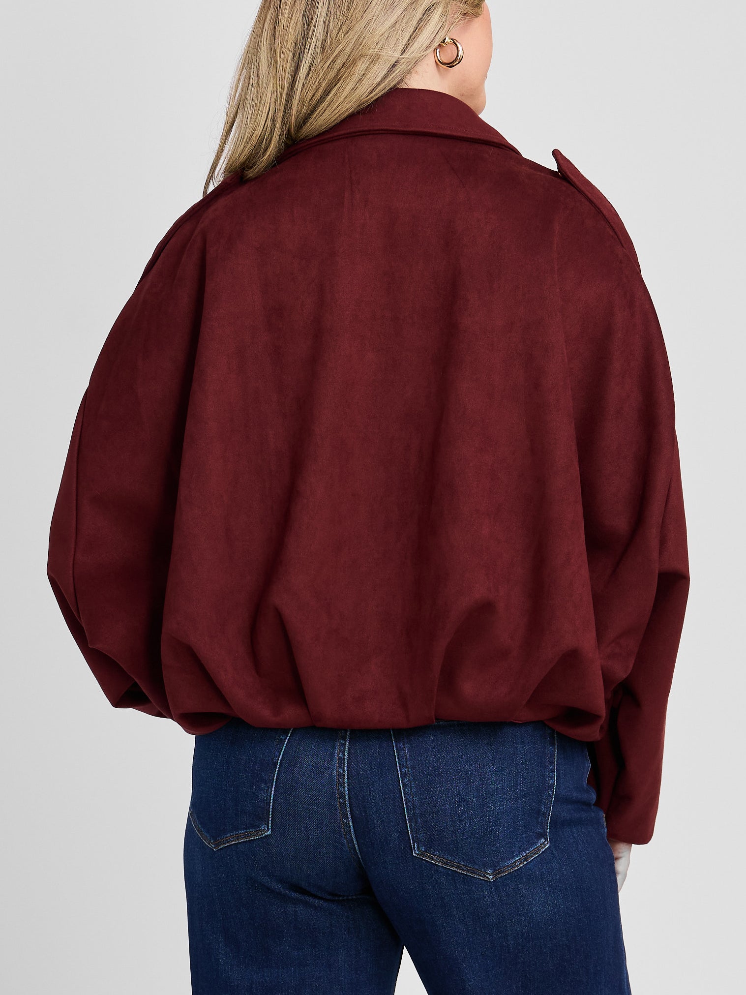 The Oversized Vegan Suede Bomber Jacket