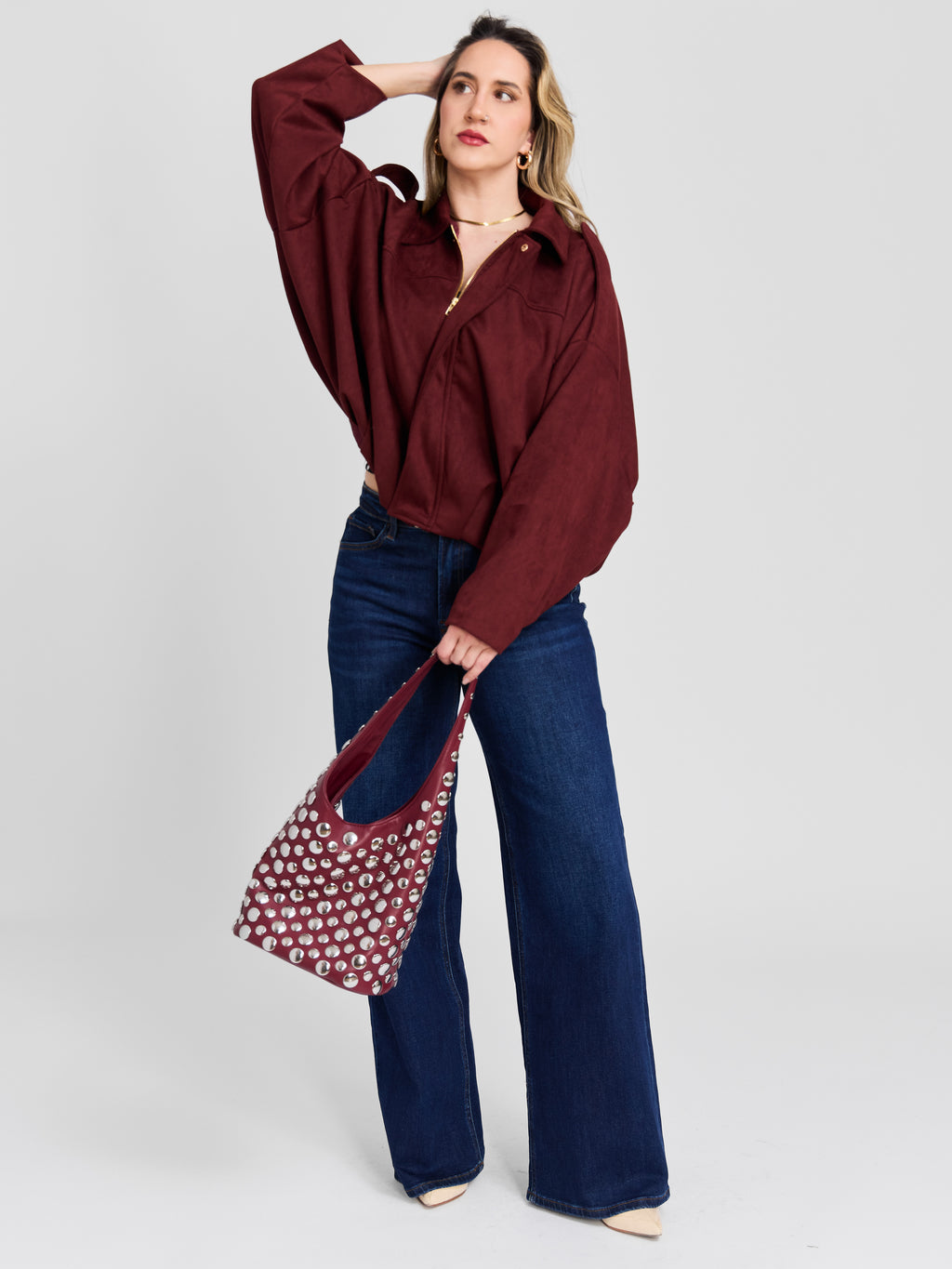 The Oversized Vegan Suede Bomber Jacket
