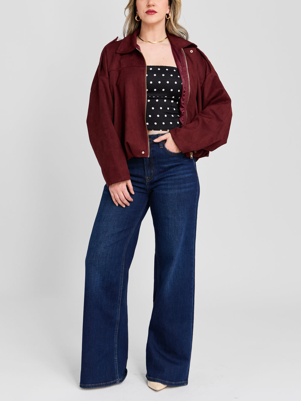 The Oversized Vegan Suede Bomber Jacket