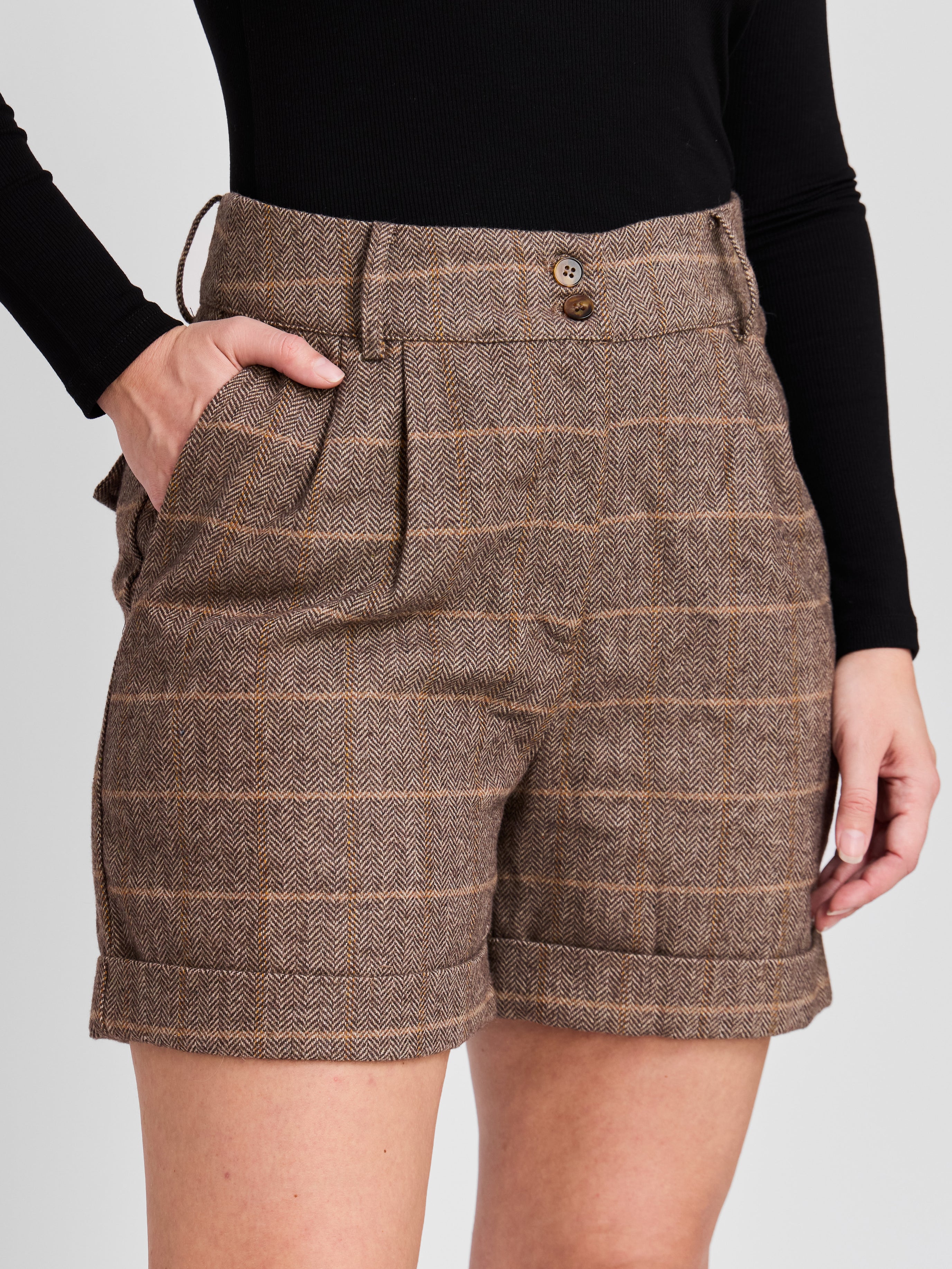 The Herringbone High Waisted Shorts