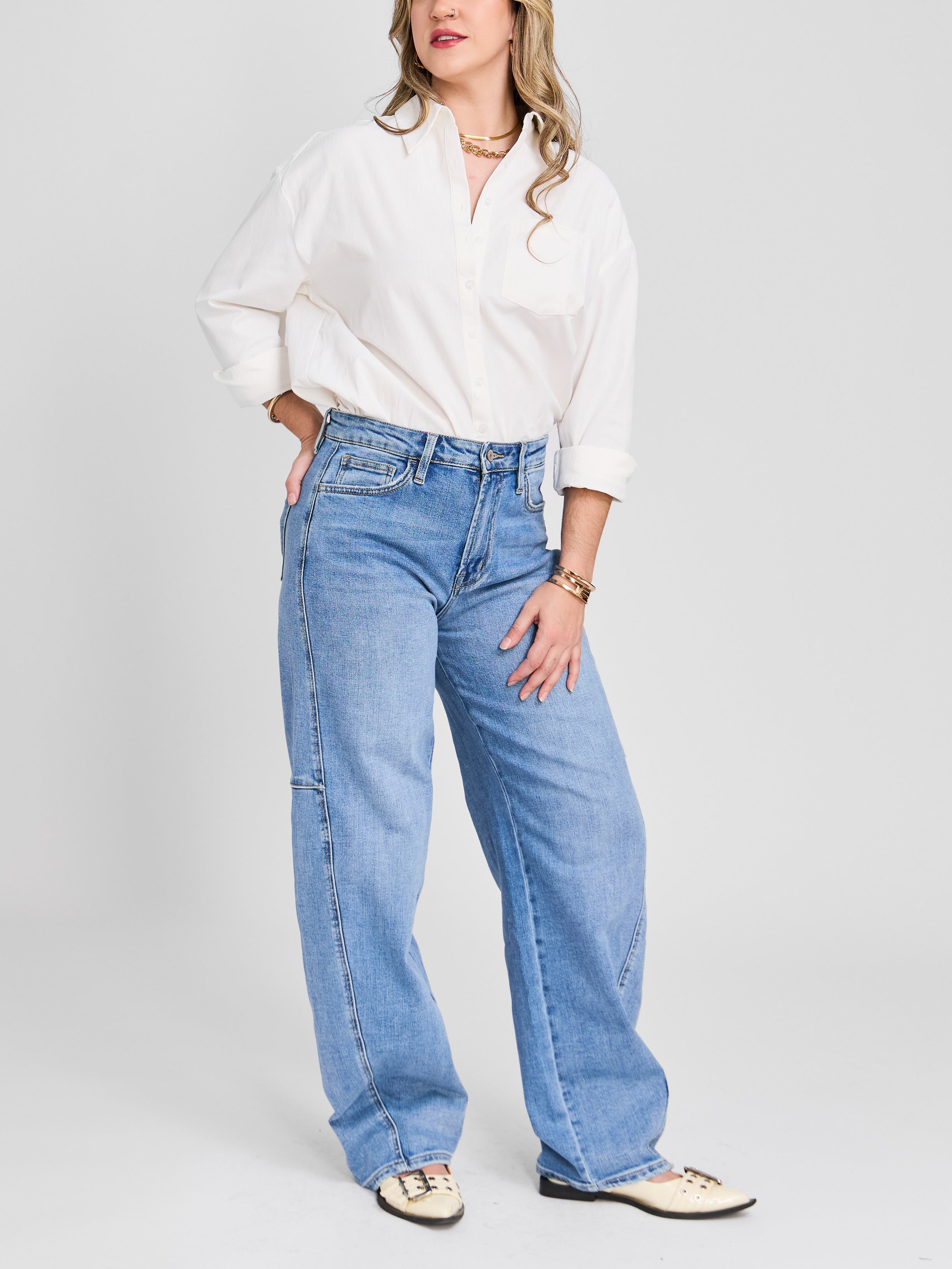 The Tonal Pinstripe Button Front Shirt