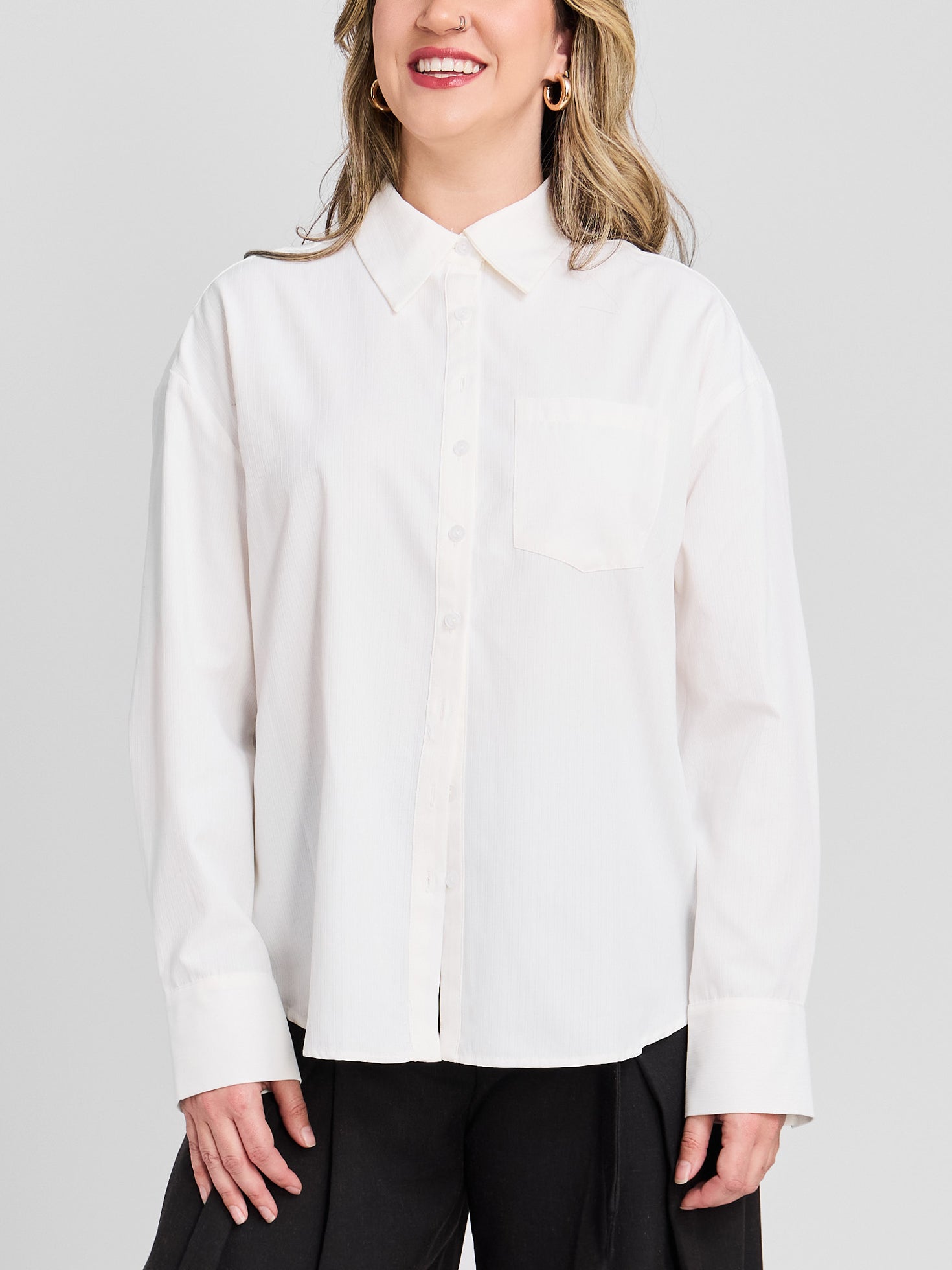 The Tonal Pinstripe Button Front Shirt