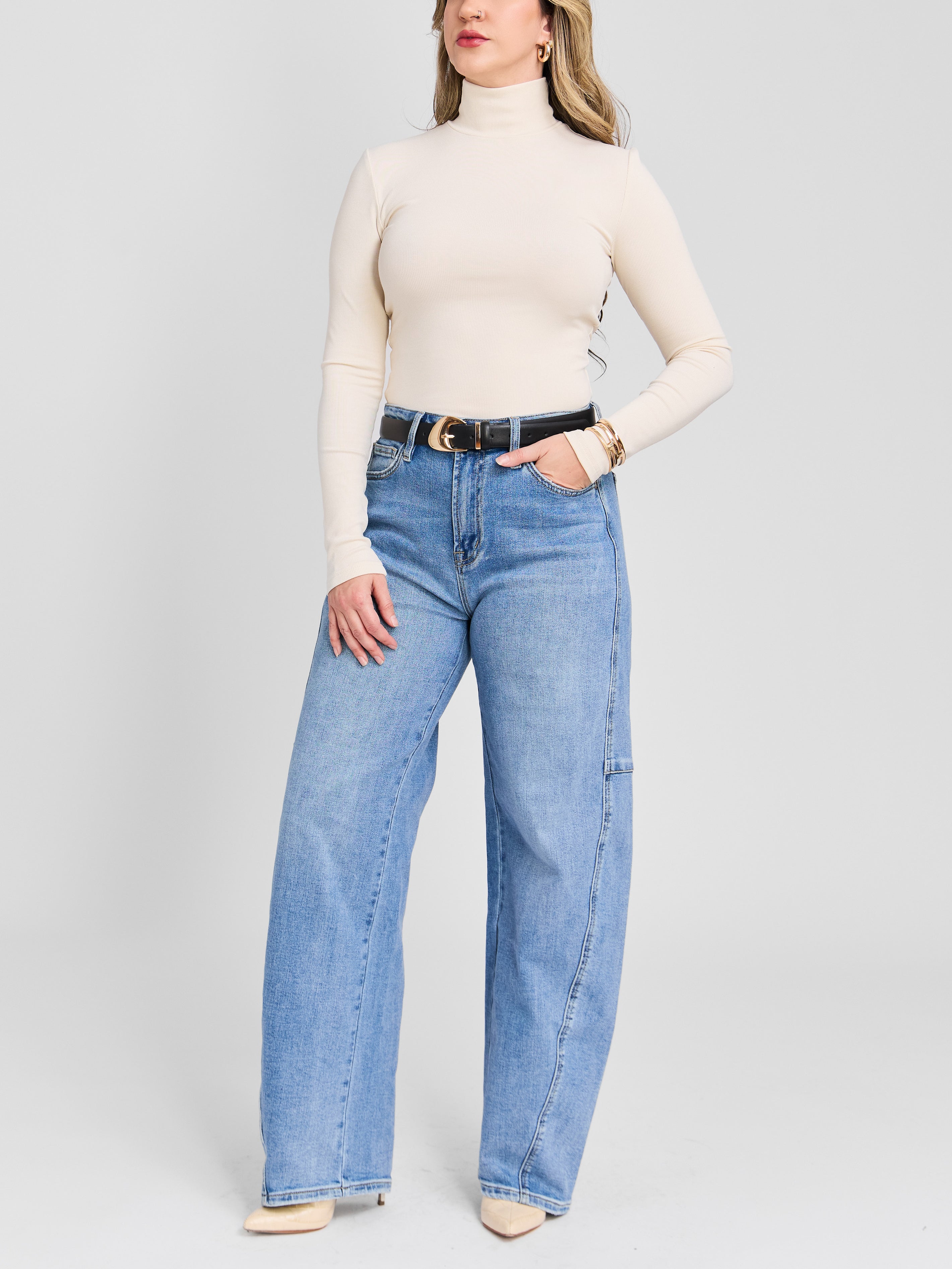 The Elevated Light Wash Barrel Jean