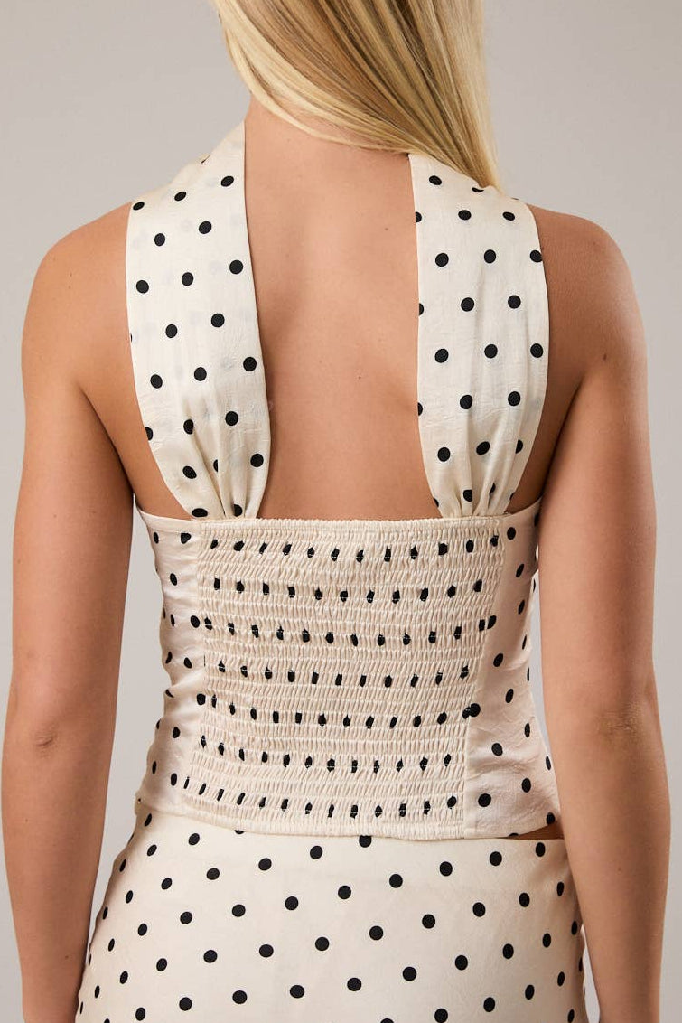The Polka Dot Scarf Neck Top